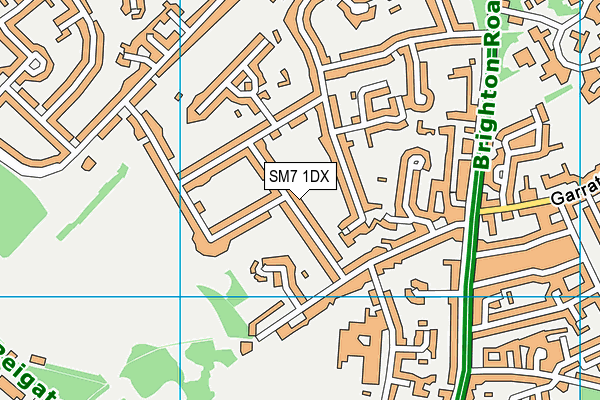 SM7 1DX map - OS VectorMap District (Ordnance Survey)