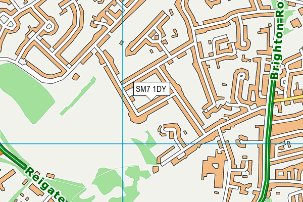 SM7 1DY map - OS VectorMap District (Ordnance Survey)