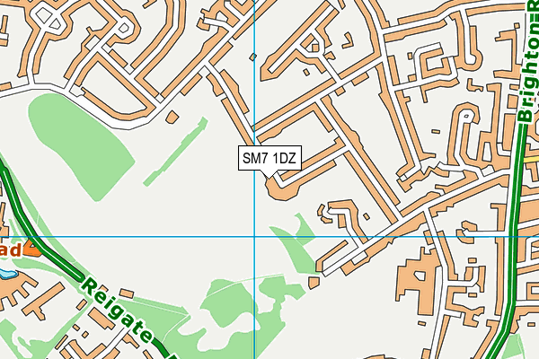 SM7 1DZ map - OS VectorMap District (Ordnance Survey)