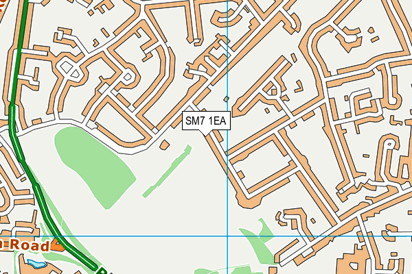 SM7 1EA map - OS VectorMap District (Ordnance Survey)