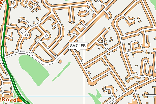 SM7 1EB map - OS VectorMap District (Ordnance Survey)