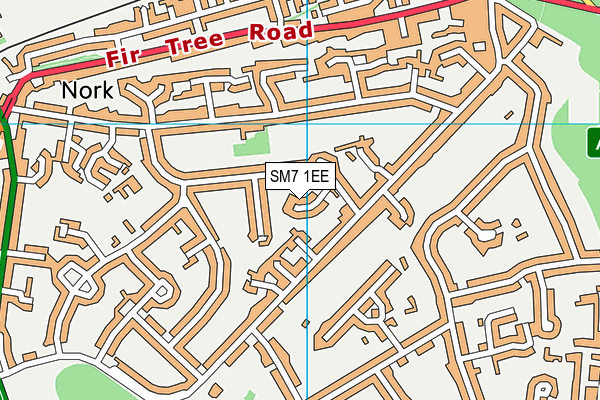 SM7 1EE map - OS VectorMap District (Ordnance Survey)