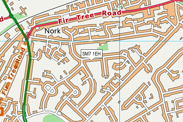 SM7 1EH map - OS VectorMap District (Ordnance Survey)