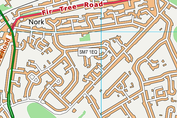 SM7 1EQ map - OS VectorMap District (Ordnance Survey)