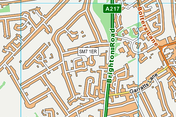 SM7 1ER map - OS VectorMap District (Ordnance Survey)