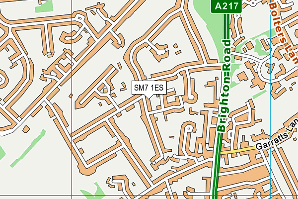 SM7 1ES map - OS VectorMap District (Ordnance Survey)