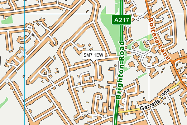 SM7 1EW map - OS VectorMap District (Ordnance Survey)