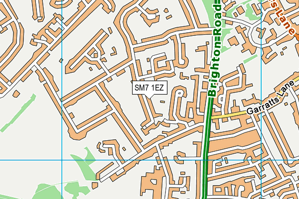 SM7 1EZ map - OS VectorMap District (Ordnance Survey)