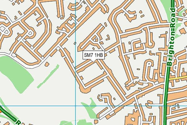 SM7 1HB map - OS VectorMap District (Ordnance Survey)