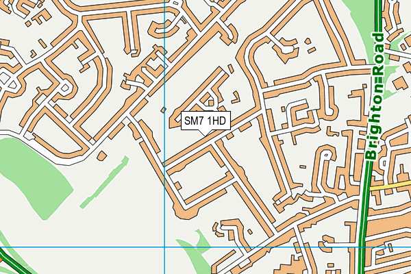 SM7 1HD map - OS VectorMap District (Ordnance Survey)