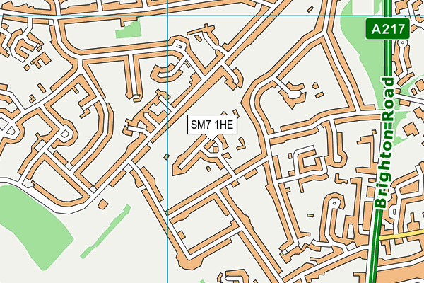 SM7 1HE map - OS VectorMap District (Ordnance Survey)