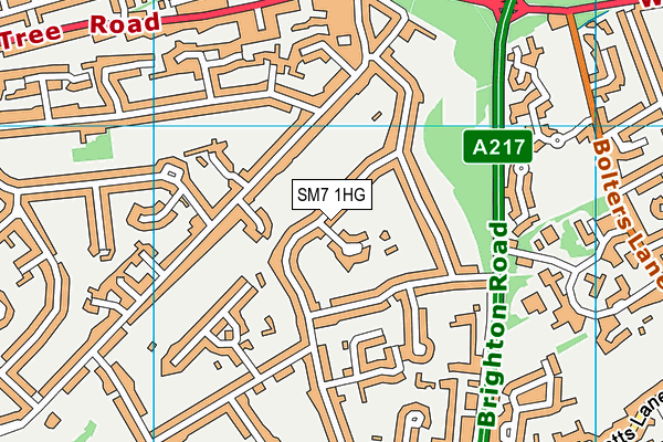 SM7 1HG map - OS VectorMap District (Ordnance Survey)