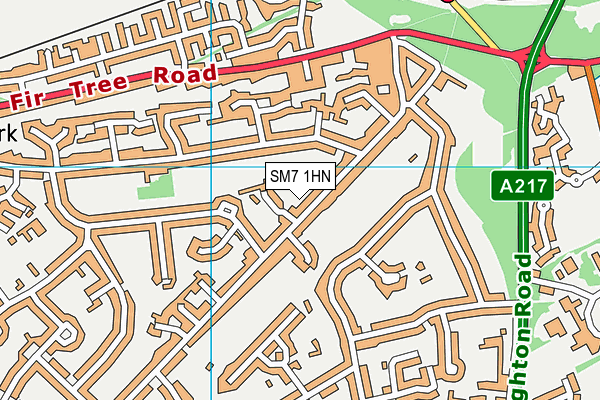 SM7 1HN map - OS VectorMap District (Ordnance Survey)