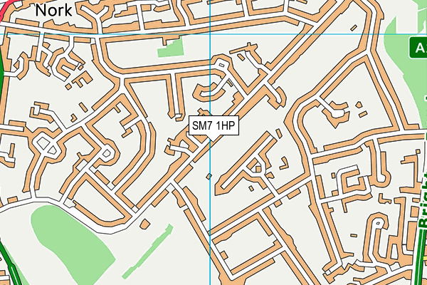 SM7 1HP map - OS VectorMap District (Ordnance Survey)