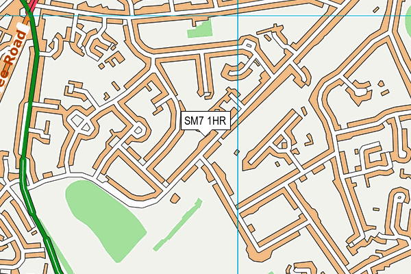 SM7 1HR map - OS VectorMap District (Ordnance Survey)