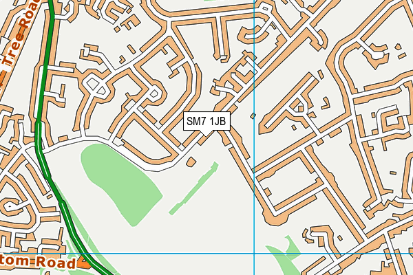 SM7 1JB map - OS VectorMap District (Ordnance Survey)