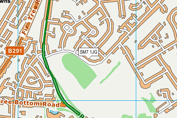 SM7 1JG map - OS VectorMap District (Ordnance Survey)
