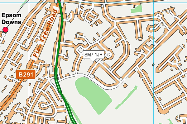 SM7 1JH map - OS VectorMap District (Ordnance Survey)