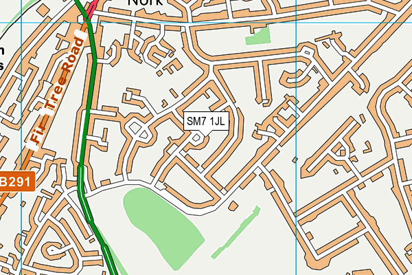 SM7 1JL map - OS VectorMap District (Ordnance Survey)