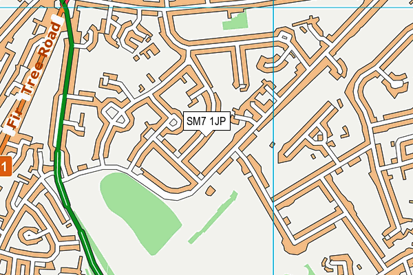 SM7 1JP map - OS VectorMap District (Ordnance Survey)