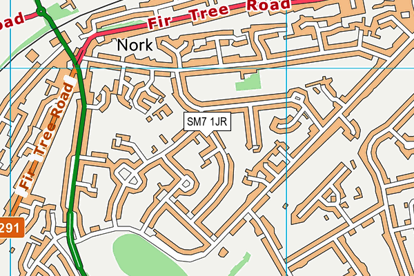 SM7 1JR map - OS VectorMap District (Ordnance Survey)