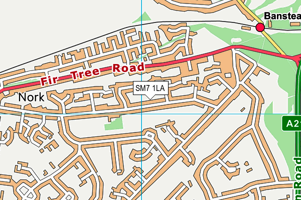 SM7 1LA map - OS VectorMap District (Ordnance Survey)