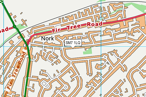 SM7 1LQ map - OS VectorMap District (Ordnance Survey)