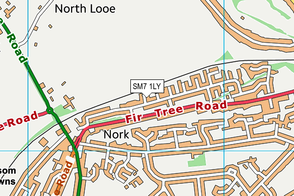 SM7 1LY map - OS VectorMap District (Ordnance Survey)