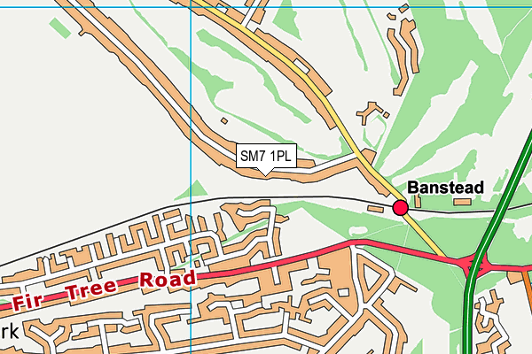 SM7 1PL map - OS VectorMap District (Ordnance Survey)