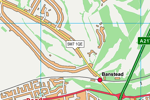 SM7 1QE map - OS VectorMap District (Ordnance Survey)