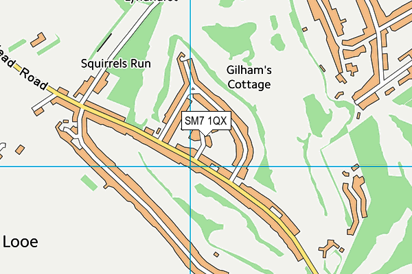 SM7 1QX map - OS VectorMap District (Ordnance Survey)