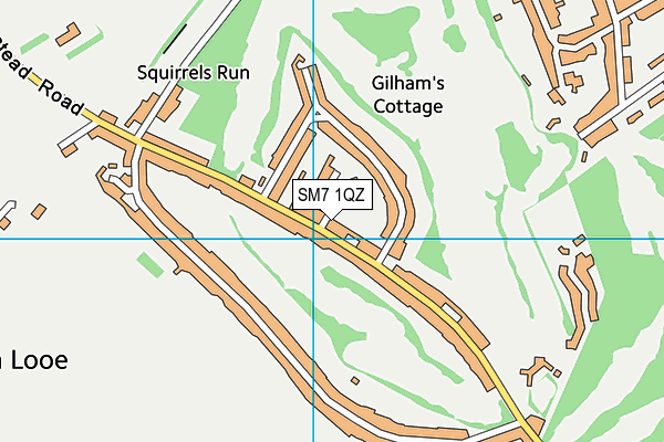 SM7 1QZ map - OS VectorMap District (Ordnance Survey)