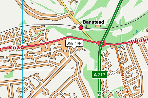 SM7 1RN map - OS VectorMap District (Ordnance Survey)