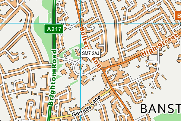 SM7 2AJ map - OS VectorMap District (Ordnance Survey)