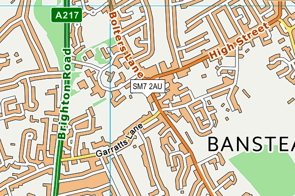 SM7 2AU map - OS VectorMap District (Ordnance Survey)