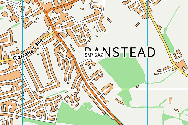 SM7 2AZ map - OS VectorMap District (Ordnance Survey)