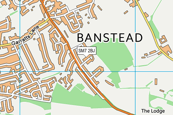 SM7 2BJ map - OS VectorMap District (Ordnance Survey)