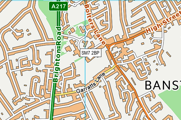 SM7 2BP map - OS VectorMap District (Ordnance Survey)