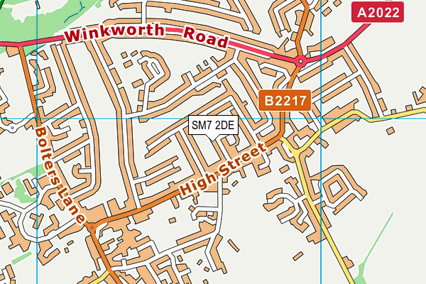 SM7 2DE map - OS VectorMap District (Ordnance Survey)