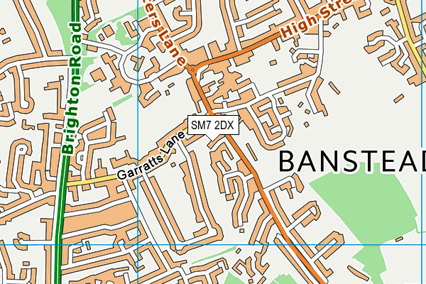 SM7 2DX map - OS VectorMap District (Ordnance Survey)