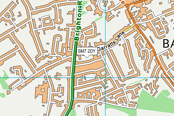 SM7 2DY map - OS VectorMap District (Ordnance Survey)