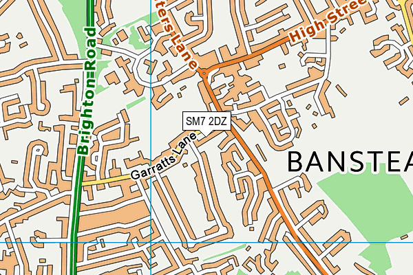 SM7 2DZ map - OS VectorMap District (Ordnance Survey)