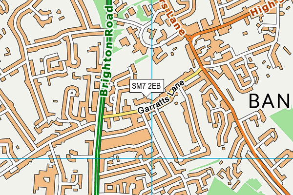 SM7 2EB map - OS VectorMap District (Ordnance Survey)