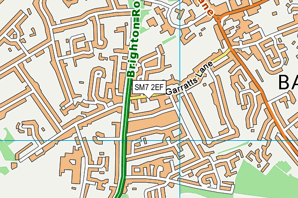 SM7 2EF map - OS VectorMap District (Ordnance Survey)