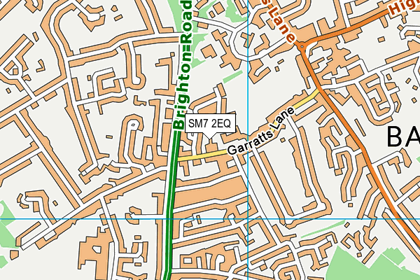 SM7 2EQ map - OS VectorMap District (Ordnance Survey)