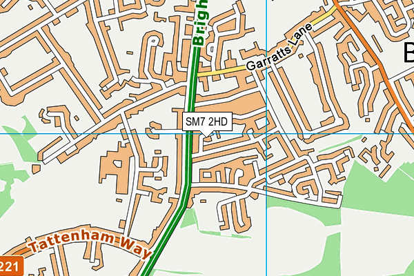 SM7 2HD map - OS VectorMap District (Ordnance Survey)