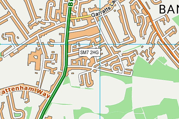 SM7 2HG map - OS VectorMap District (Ordnance Survey)