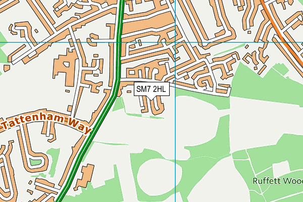 SM7 2HL map - OS VectorMap District (Ordnance Survey)