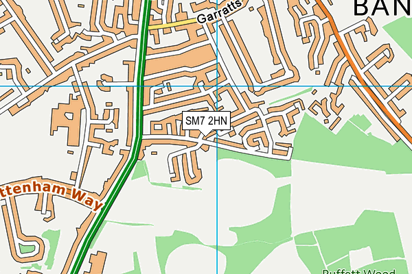 SM7 2HN map - OS VectorMap District (Ordnance Survey)