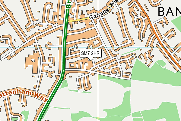 SM7 2HR map - OS VectorMap District (Ordnance Survey)